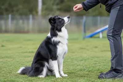 Border collie in an obedience training session